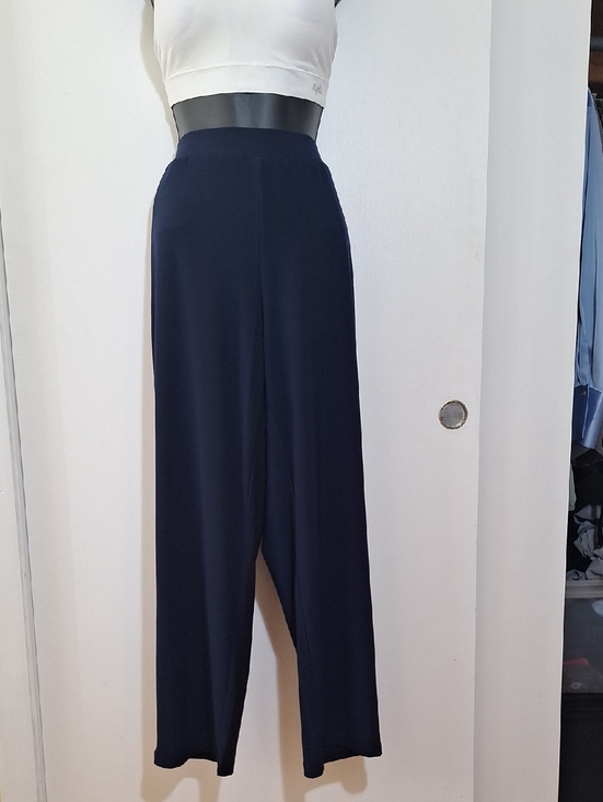 Susan Graver Pants - Susan Graver Navy Wide-Leg Women's Pants